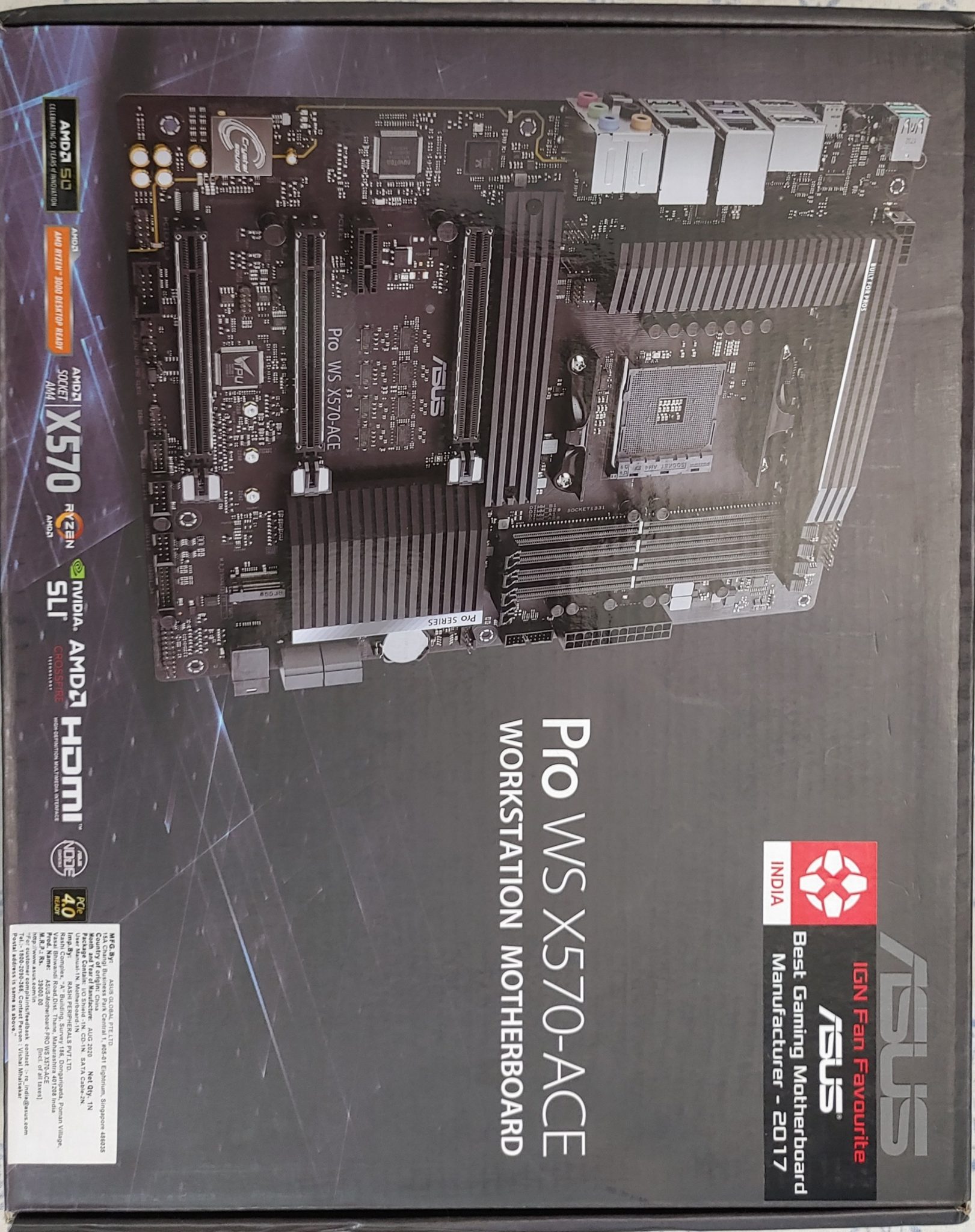 ASUS AMD AM4 Pro WS X570Ace ATX Workstation Motherboard with 3 PCIe 4.