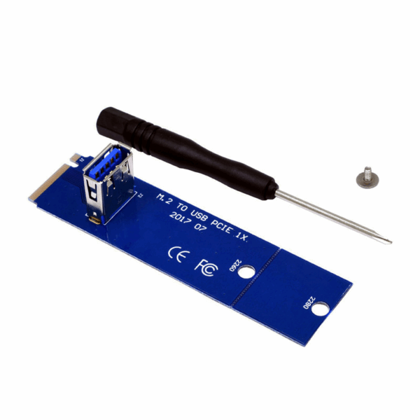 Jack and Rex | NGFF M.2 M key to USB 3.0 Adapter Card Extender M2 to USB3.0 Adapter Converter for PCI-E Riser Card Graphics GPU Mining Miner Package ships in Anti-electrostatic bags to prevent damage.