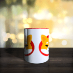 Jack and Rex | RED Handle Ceramic : Shiba Inu Simulated Coin Red handle, Red Crypto Fan Coffee Cup, White Printed Microwave and Dishwasher Safe | White Printed Coffee | 325ML Ceramic Coffee Mug (325 ml)