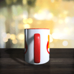 Jack and Rex | RED Handle Ceramic : Shiba Inu Simulated Coin Red handle, Red Crypto Fan Coffee Cup, White Printed Microwave and Dishwasher Safe | White Printed Coffee | 325ML Ceramic Coffee Mug (325 ml)