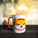 Jack and Rex | RED Handle Ceramic : Shiba Inu Simulated Coin Red handle, Red Crypto Fan Coffee Cup, White Printed Microwave and Dishwasher Safe | White Printed Coffee | 325ML Ceramic Coffee Mug (325 ml)