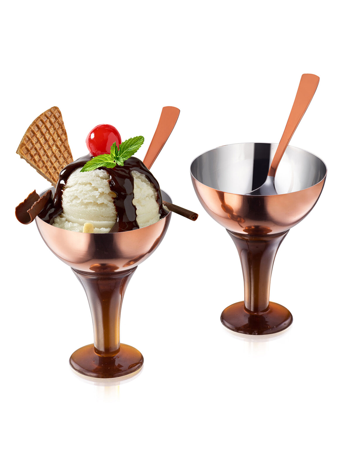 Premium Copper Ice Cream Bowls (Set of 2)