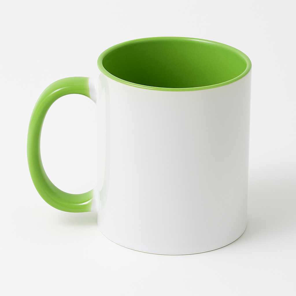 Premium ceramic mug with glossy white exterior, colored interior and handle, 11 oz coffee tea cup, dishwasher safe, sublimation ready Premium ceramic mug with glossy white exterior, colored interior and handle, 11 oz coffee tea cup, dishwasher safe, sublimation ready