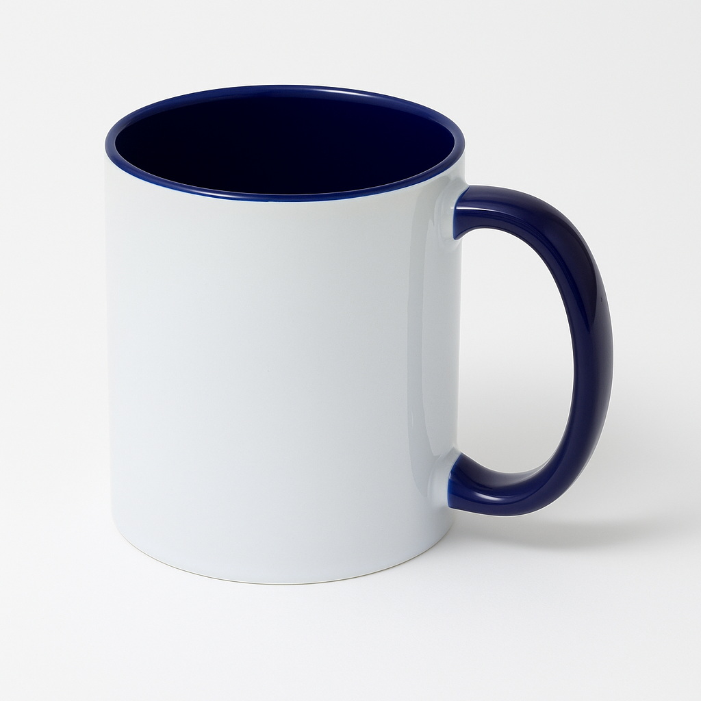 Premium ceramic mug with glossy white exterior, colored interior and handle, 11 oz coffee tea cup, dishwasher safe, sublimation ready Premium ceramic mug with glossy white exterior, colored interior and handle, 11 oz coffee tea cup, dishwasher safe, sublimation ready