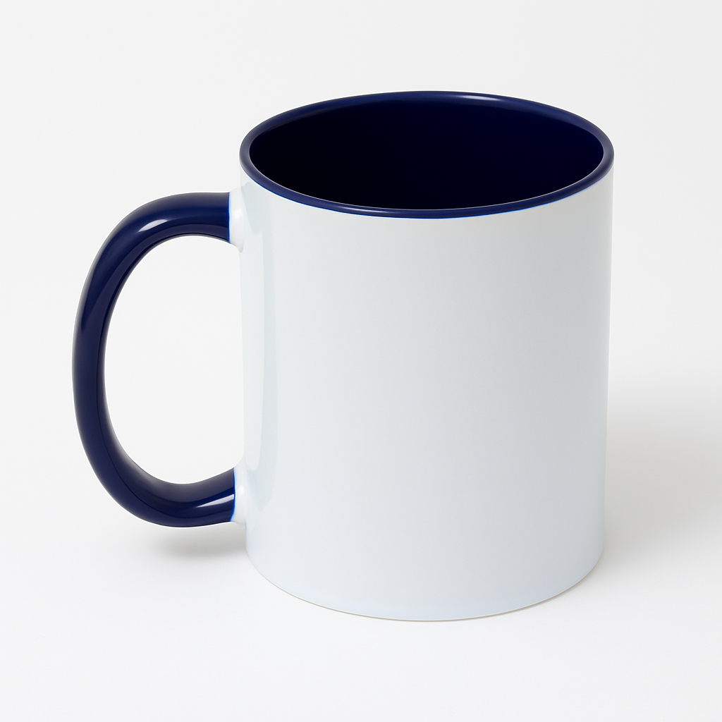 Premium ceramic mug with glossy white exterior, colored interior and handle, 11 oz coffee tea cup, dishwasher safe, sublimation ready Premium ceramic mug with glossy white exterior, colored interior and handle, 11 oz coffee tea cup, dishwasher safe, sublimation ready